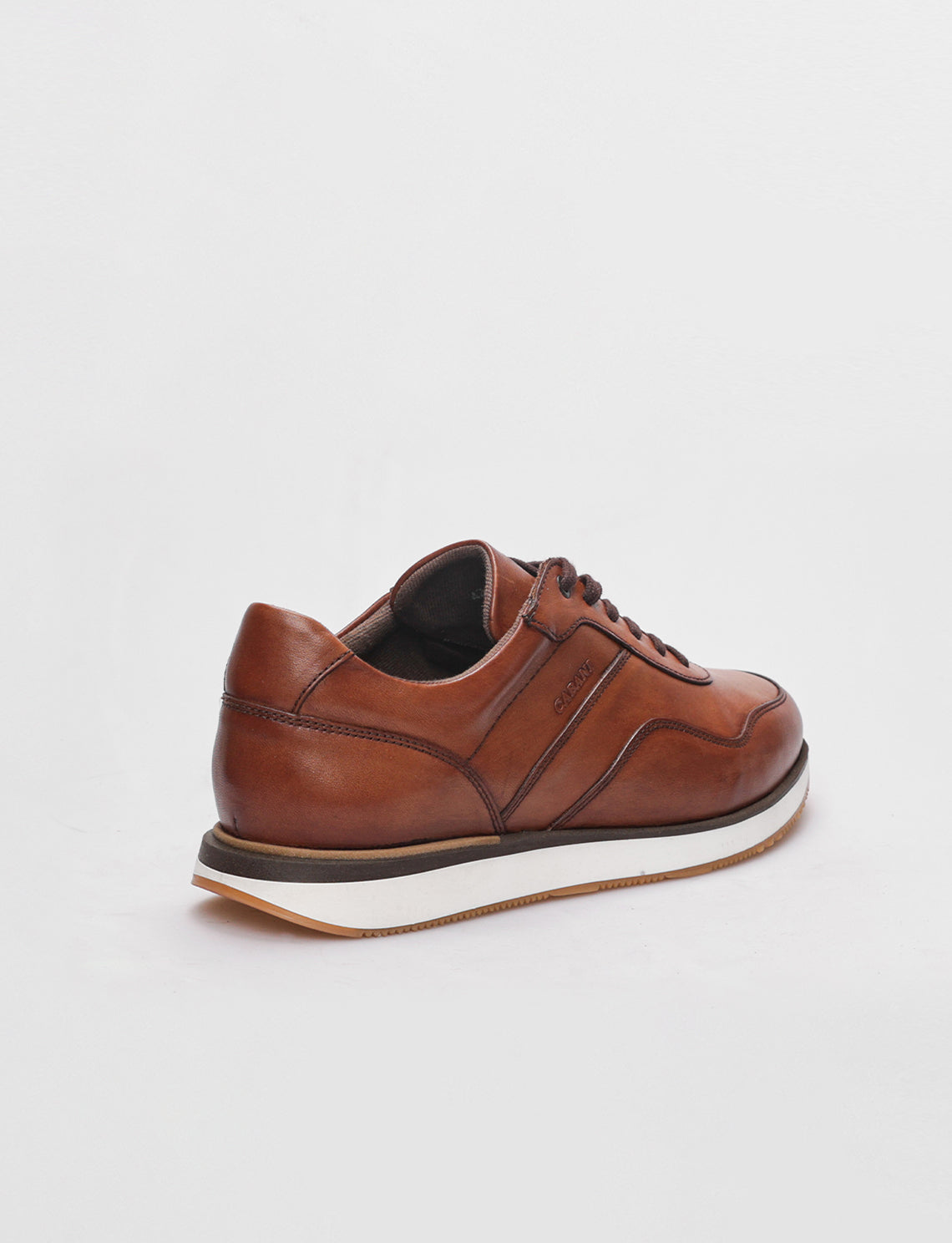 Men Brown Genuine Leather Lace Up Sneakers