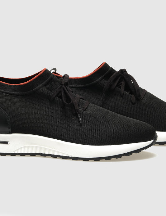 Cabani 598B1687 Erkek Triko Sneaker Ayakkabı 1301 Siyah Triko-Kiremit Triko-Siyah Napa