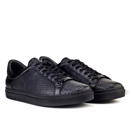 Cabani 312C100 Erkek %100 Hakiki Deri sneaker &spor 623 Siyah Antilop - Siyah Kroko