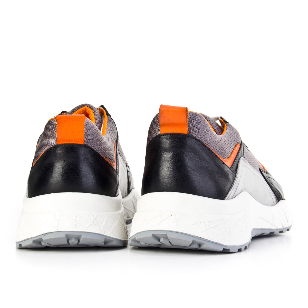 Cabani 150B1391 Erkek %100 Hakiki Deri sneaker &spor 019 Siyah Antik - Turuncu Dikişli