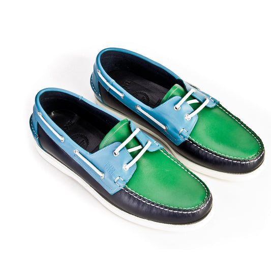 Cabani 052A102 Erkek %100 Hakiki Deri tekne boat  948 Yeşil Flap - Mavi Flap - Lacivert Flap