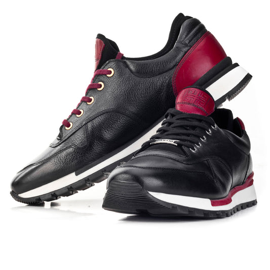Cabani 460E1181 Erkek %100 Hakiki Deri sneaker &spor 441 Siyah Kırmızı