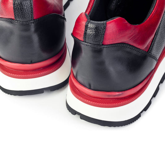 Cabani 460M1446 Erkek %100 Hakiki Deri sneaker &spor 646 Siyah Oxide - Kırmızı Napa - Gri Oxide