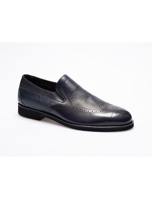 Men  Navy Blue   Genuine Leather Classic Shoes