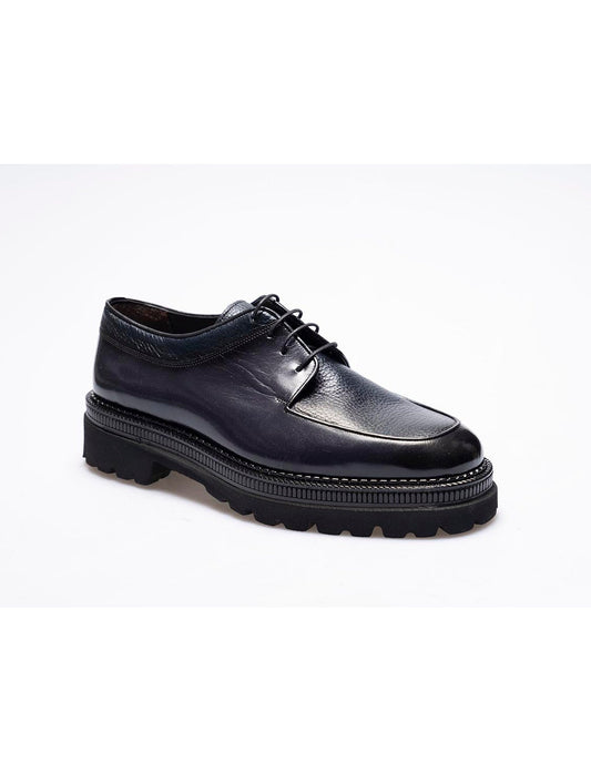 Men  Navy Blue Genuine Leather Classic Shoes