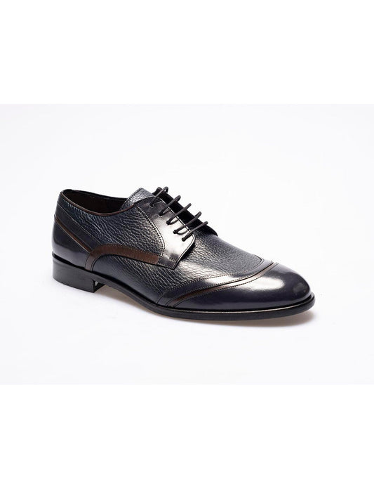 Men Navy Blue Genuine Leather Classic Shoes