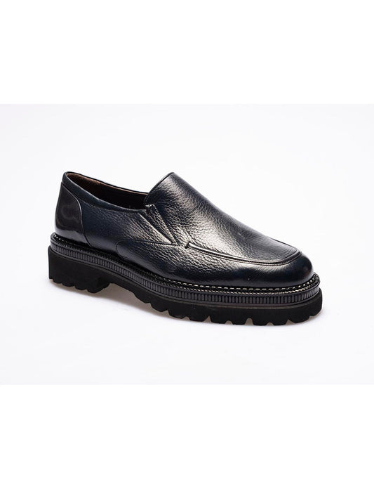 Men Navy Blue  Genuine Leather Classic Shoes