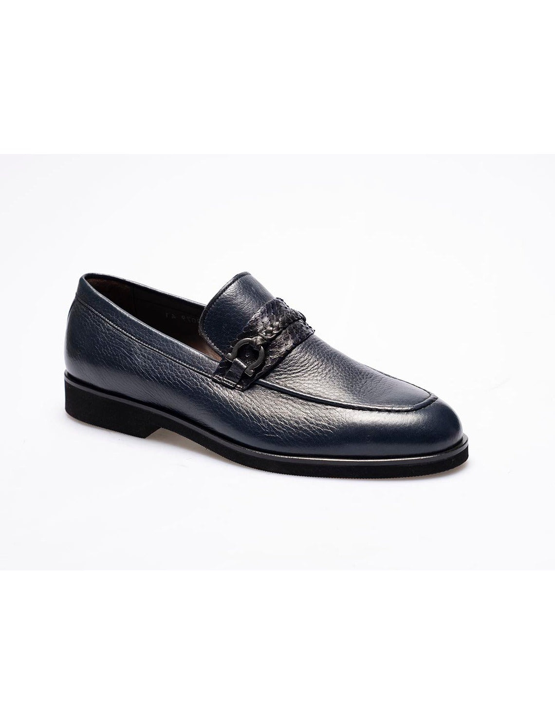 Men  Navy Blue Genuine Leather Classic Shoes