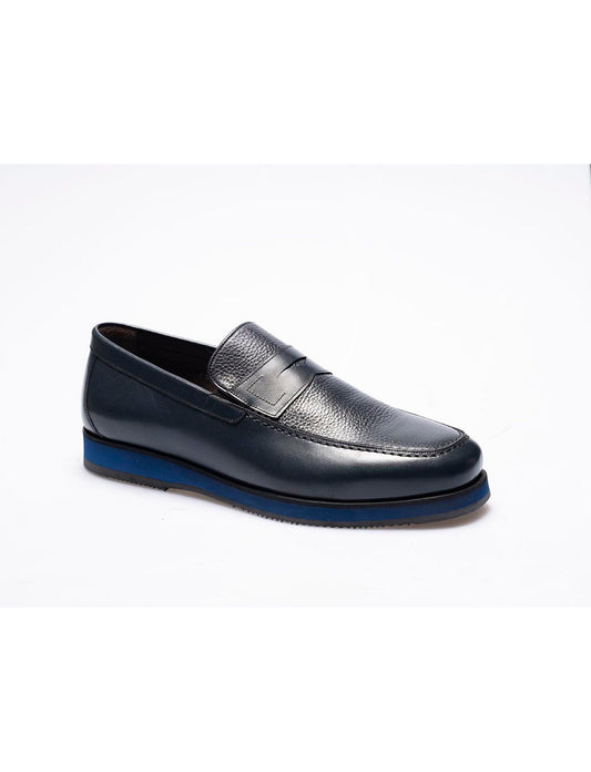 Men Navy Blue  Genuine Leather  Classic Shoes