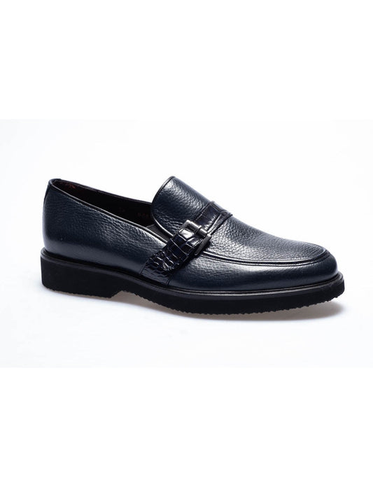 Men  Navy Blue  Genuine Leather Classic Shoes