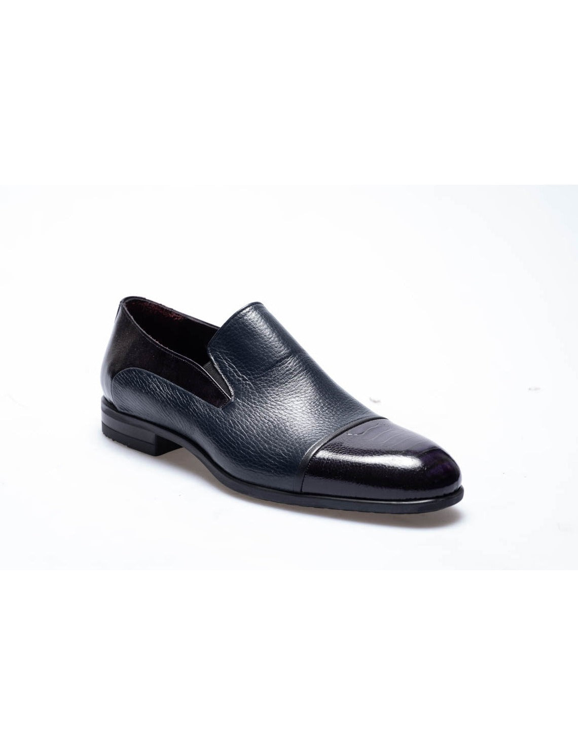 Men  Navy Blue Genuine Leather Classic Shoes