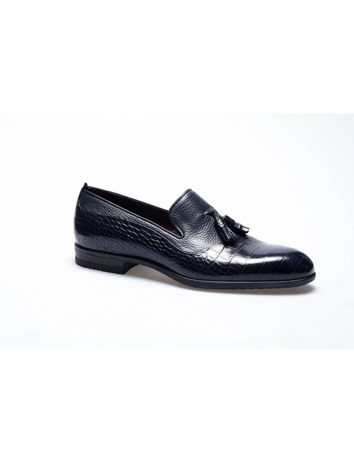 Men Navy Blue Genuine Leather Classic Shoes