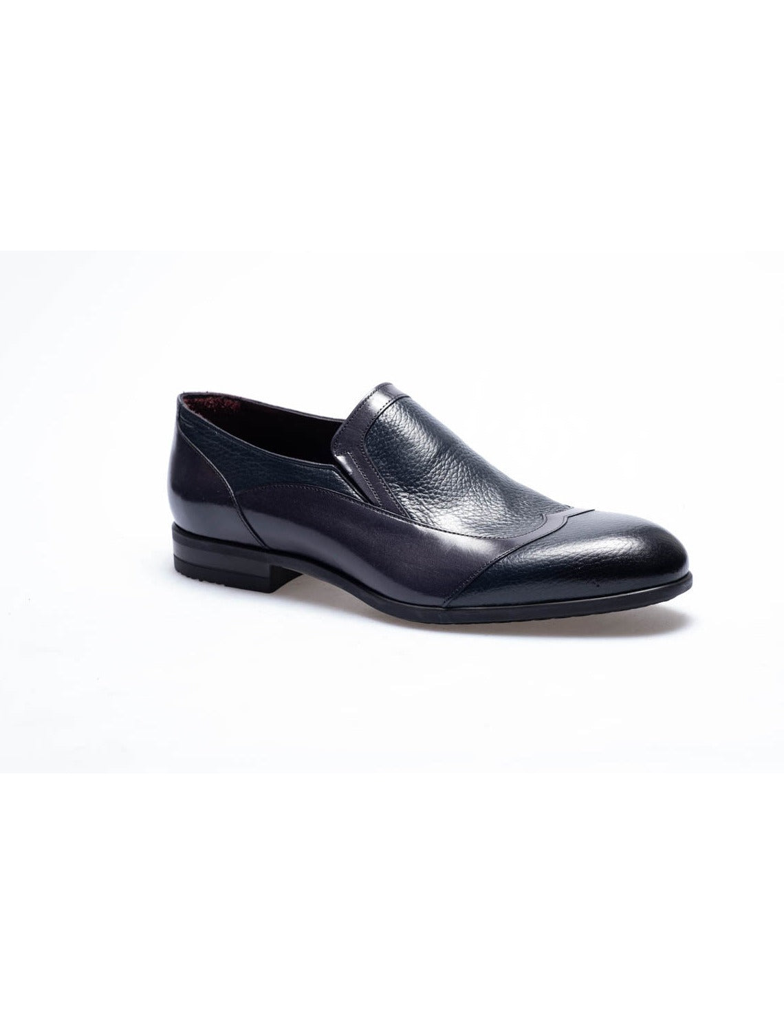 Men Navy Blue Genuine Leather Classic Shoes