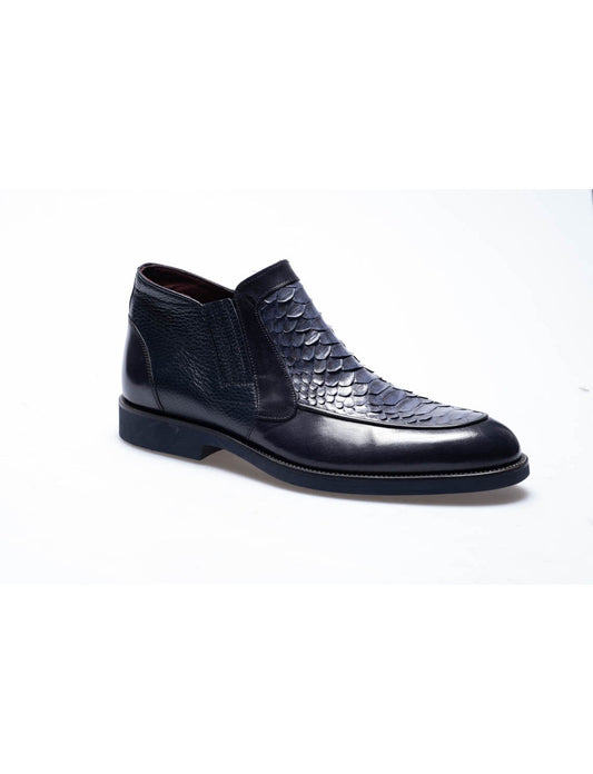 Men Navy Blue Genuine Leather Classic Shoes