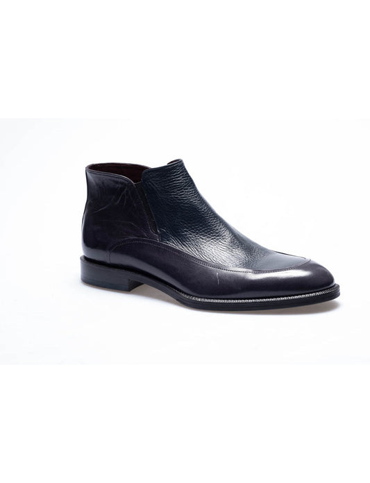 Men Navy Blue Genuine Leather Classic Shoes