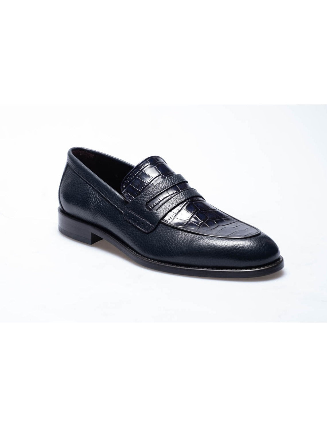 Men  Navy Blue  Genuine Leather Classic Shoes